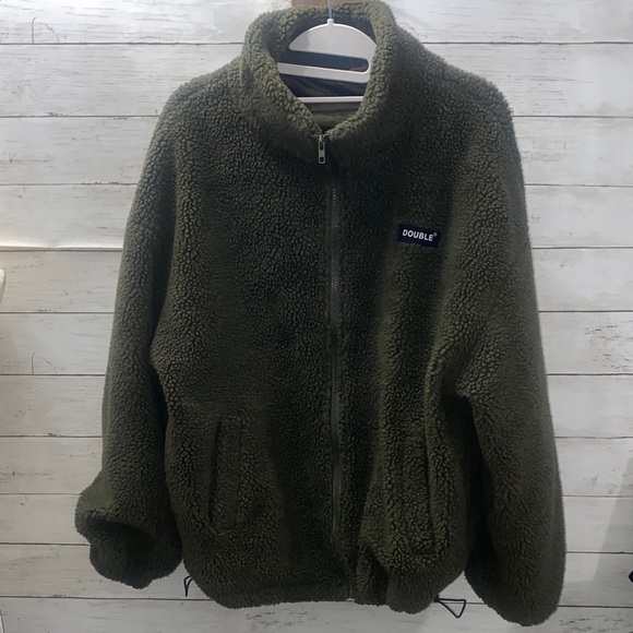 Jackets & Blazers - Olive Green Sherpa‎ Jacket